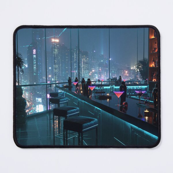 Item preview, Neon Cityscape Rooftop Bar at Night designed and sold by Visual Foundry.