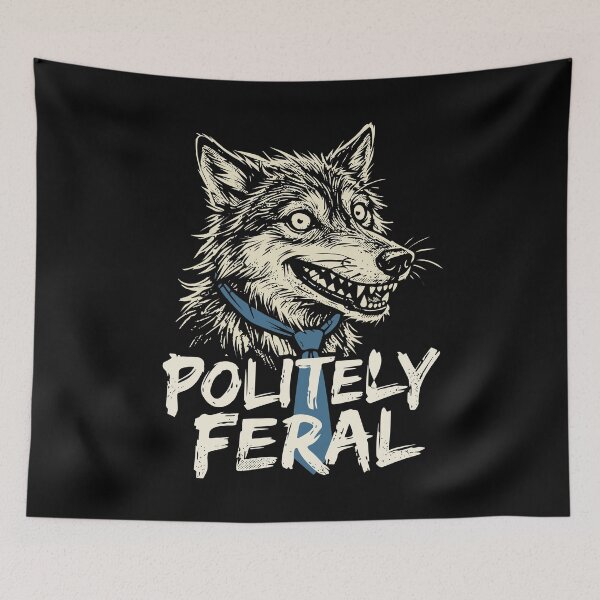 Item preview, Politely Feral Wolf Tie Grunge Art Barely Domesticated designed and sold by cabana.space.