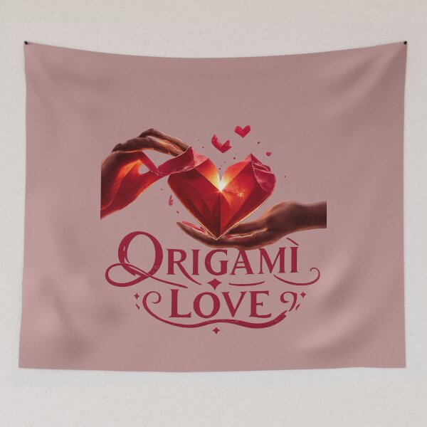 Item preview, Origami Love Folded Paper Heart Design, Romantic Care Illustration, Nurturing Relationship Art for Couples designed and sold by JagrDesigns.