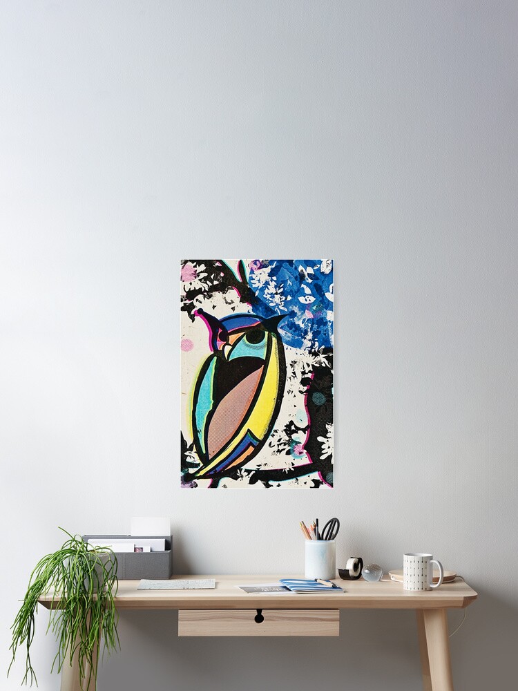 Thumbnail 2 of 3, Poster, Vintage owl risograph designed and sold by MidnightARTing.