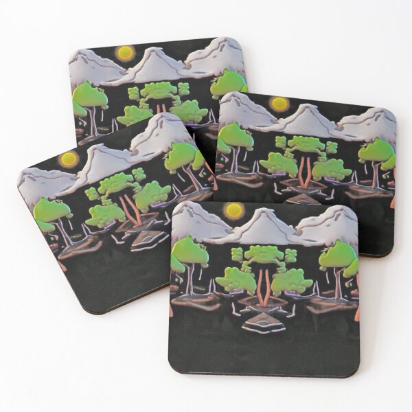 Item preview, Neon Forest Mirror under Mountain Sunset designed and sold by AirCrayons27.