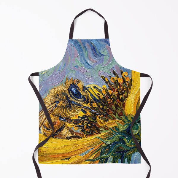 Item preview, Impressionist Bee on Bright Yellow Sunflower Painting designed and sold by WojcikDesigners.