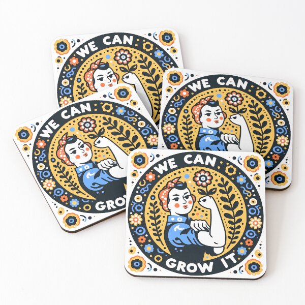 Item preview, We Can Grow It Gardening Empowerment Floral Design – © heidiannemorris Scandinavian Folk Art designed and sold by FOLK ART FUSION by heidiannemorris.