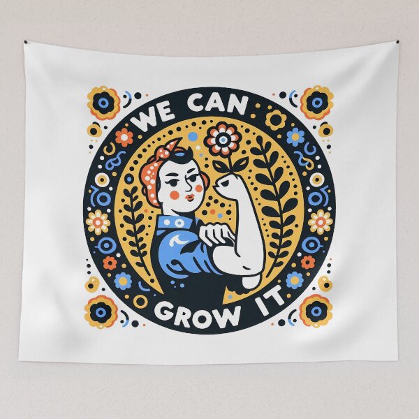 Item preview, We Can Grow It Gardening Empowerment Floral Design – © heidiannemorris Scandinavian Folk Art designed and sold by FOLK ART FUSION by heidiannemorris.