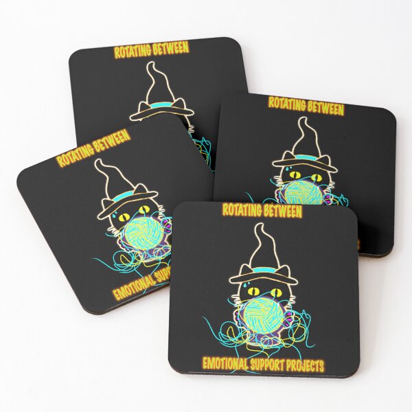 Item preview, Rotating Between Emotional Support Projects – Neon Witch Cat Sticker designed and sold by ArtyWares.