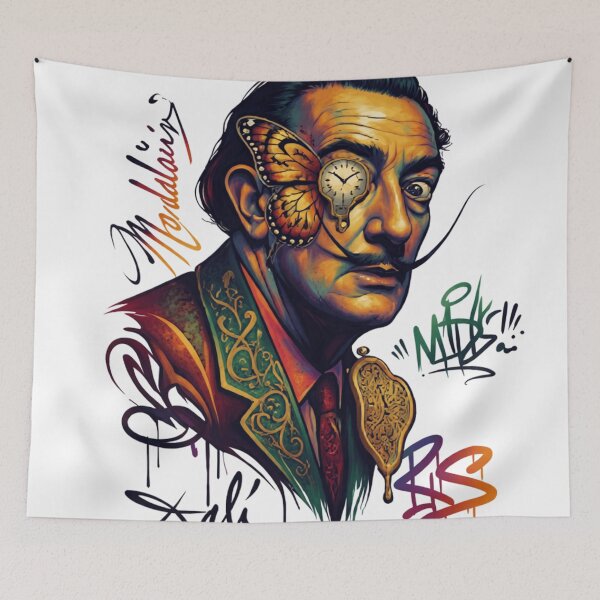 Item preview, Salvador Dali Urban Graffiti Surreal Art Portrait designed and sold by ZENVIRART.