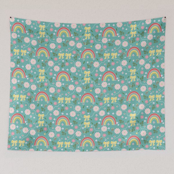 Item preview, Cute rainbow in green seamless pattern  designed and sold by Min659.