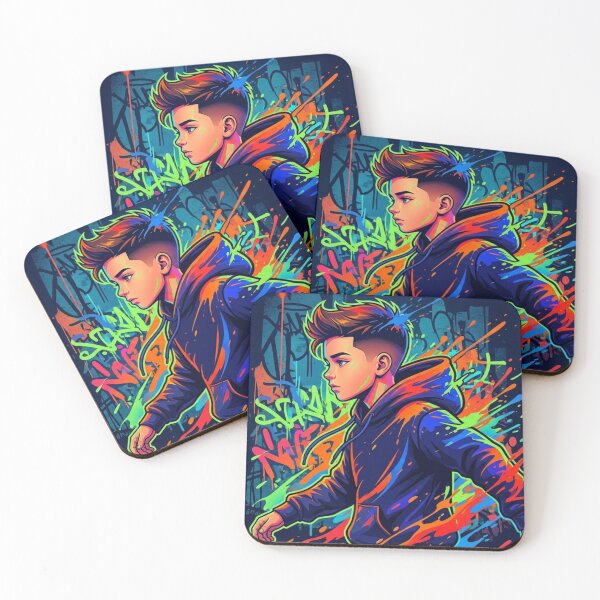 Item preview, Neon Anime Boy Graffiti Wall Artwork designed and sold by Sarvionstudio.