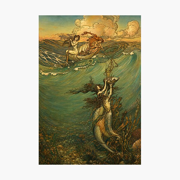 Aperçu de l'œuvre Illustration fantastique de sirène Art nouveau pour les passionnés de mythologie créée et vendue par RickE.