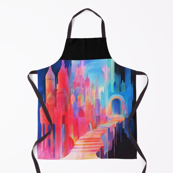 Item preview, Red Blue Pastel Abstract Palace – Dreamy Castle Staircase Fantasy Art designed and sold by EmeraldeaArt.