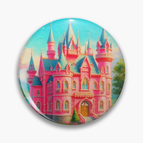 Item preview, Light Pink Fairytale Castle – Fantasy Palace with Light Blue Roofs on a Sunny Summer Day designed and sold by EmeraldeaArt.