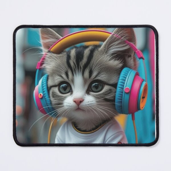 Item preview, Cute Aesthetic Hip Hop Kitten with Headphones designed and sold by Hou$e of Art .