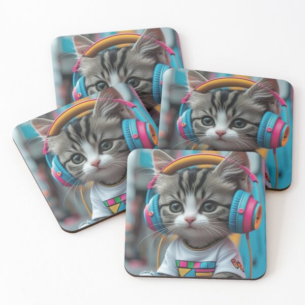 Item preview, Cute Aesthetic Hip Hop Kitten with Headphones designed and sold by Hou$e of Art .
