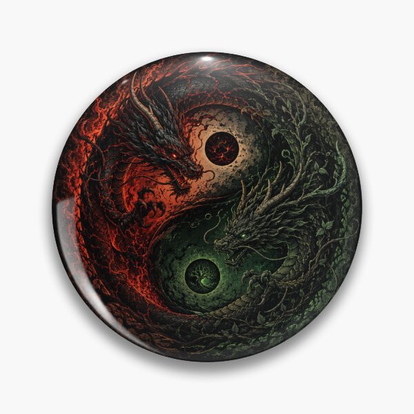 Item preview, Dark Yin Yang Dragons – Fire and Corrupted Nature Fantasy Art designed and sold by MarekoraStudio.