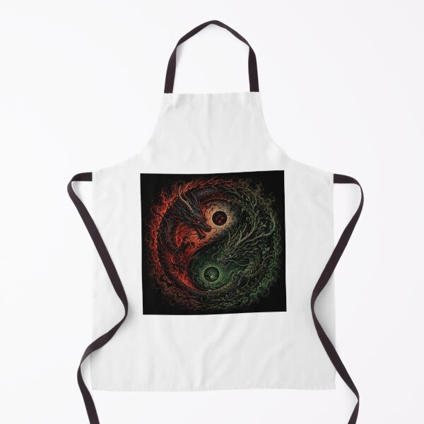 Item preview, Dark Yin Yang Dragons – Fire and Corrupted Nature Fantasy Art designed and sold by MarekoraStudio.