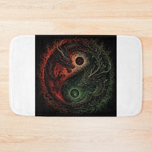 Item preview, Dark Yin Yang Dragons – Fire and Corrupted Nature Fantasy Art designed and sold by MarekoraStudio.