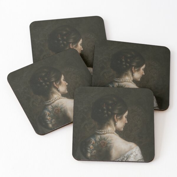 Item preview, Girl With Floral Back Tattoo Gothic Victorian Art designed and sold by DarkHolyQueen.