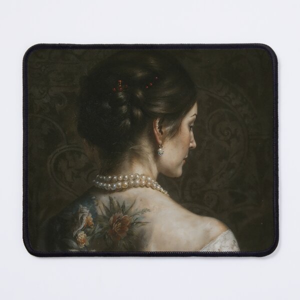 Item preview, Girl With Floral Back Tattoo Gothic Victorian Art designed and sold by DarkHolyQueen.