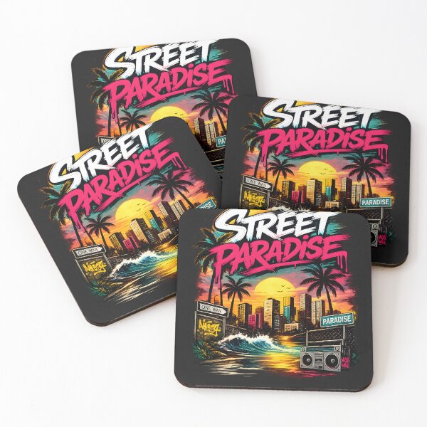 Item preview, Street Paradise Retro Sunset Vaporwave Beach City Graphic T-Shirt designed and sold by artdesingart.