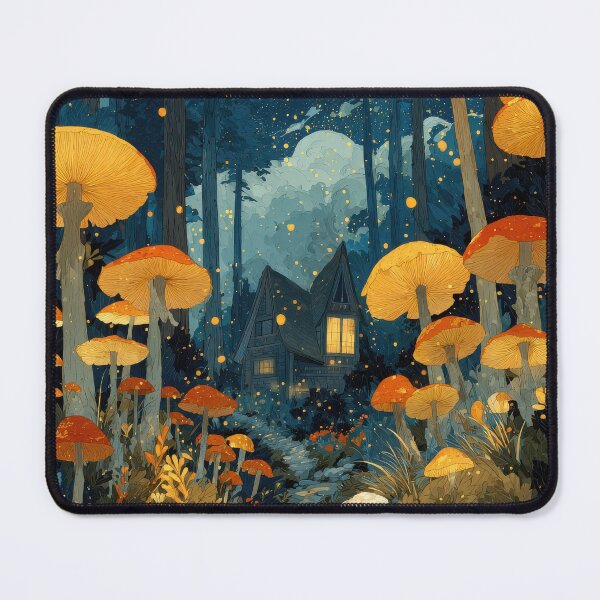 Item preview, Glowing Mushroom Forest Fantasy Art Print — Fairycore Wall Decor for Cozy Cottage Lovers designed and sold by GraceInNatureCo.