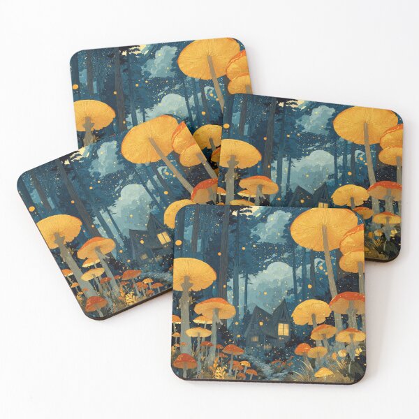 Item preview, Glowing Mushroom Forest Fantasy Art Print — Fairycore Wall Decor for Cozy Cottage Lovers designed and sold by GraceInNatureCo.