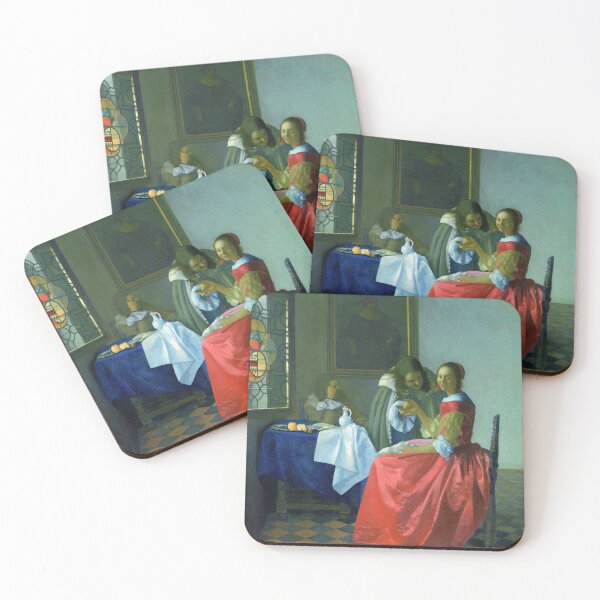 Item preview, The Lady with Two Gentlemen by Johannes Vermeer -  Dutch Golden Age Painting Interior Scene for Classical Art Lovers designed and sold by RickE.