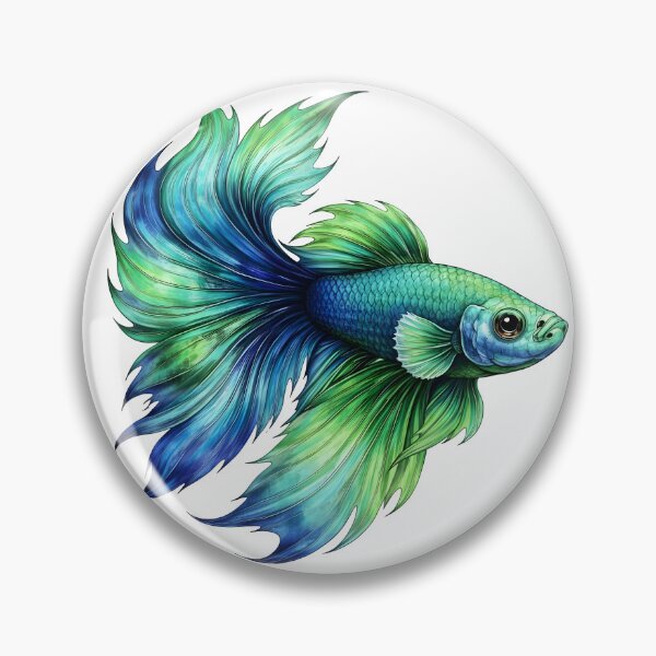 Item preview, Vibrant Blue and Green Betta Fish designed and sold by Shelley Loewnau-Jones Studio.