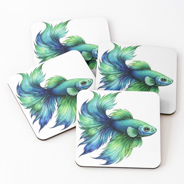 Item preview, Vibrant Blue and Green Betta Fish designed and sold by Shelley Loewnau-Jones Studio.