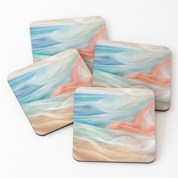 Item preview, Luxury Coastal Sheer Fabric Beach Waves designed and sold by frumixart.