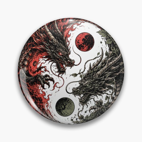 Item preview, Yin Yang Dragon Tattoo – Dark Fire and Nature Fantasy Design designed and sold by MarekoraStudio.