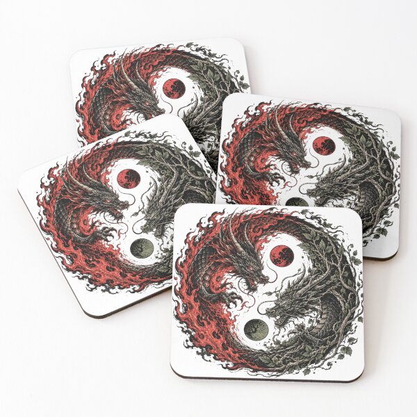 Item preview, Yin Yang Dragon Tattoo – Dark Fire and Nature Fantasy Design designed and sold by MarekoraStudio.