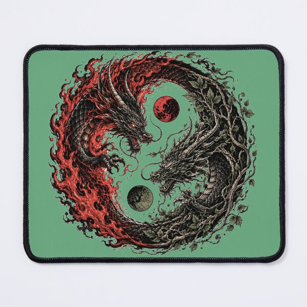 Item preview, Yin Yang Dragon Tattoo – Dark Fire and Nature Fantasy Design designed and sold by MarekoraStudio.