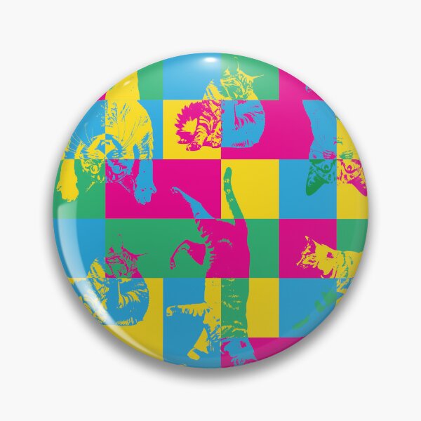 Item preview, Cat Block Party – Colorful Abstract Pattern with Graphic Cat Silhouettes designed and sold by Helmina Groper.