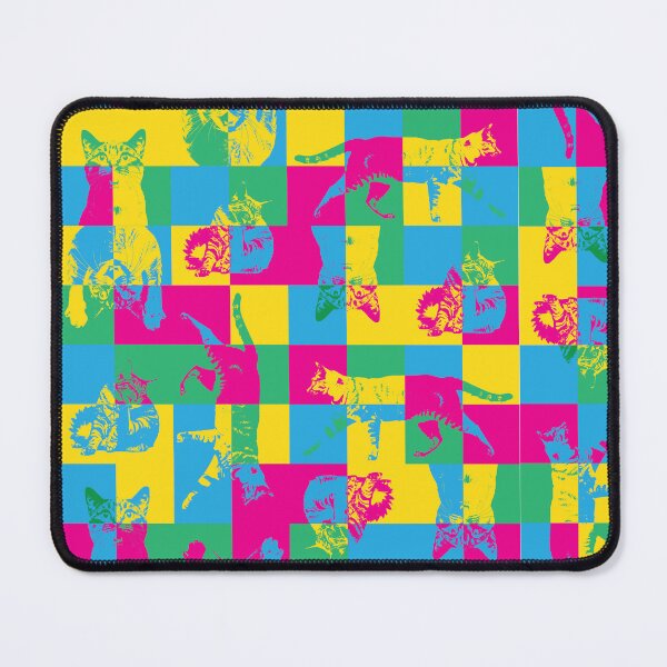 Item preview, Cat Block Party – Colorful Abstract Pattern with Graphic Cat Silhouettes designed and sold by Helmina Groper.