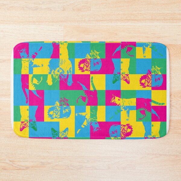 Item preview, Cat Block Party – Colorful Abstract Pattern with Graphic Cat Silhouettes designed and sold by Helmina Groper.