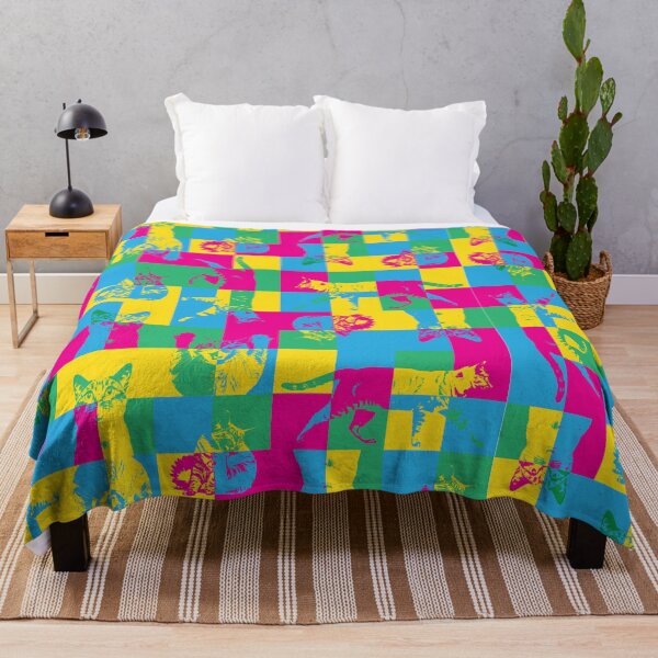 Item preview, Cat Block Party – Colorful Abstract Pattern with Graphic Cat Silhouettes designed and sold by Helmina Groper.