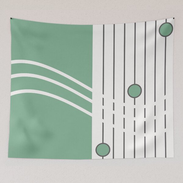 Item preview, The Flow - Sage Green and White Minimalist Geometric designed and sold by artdocaj.