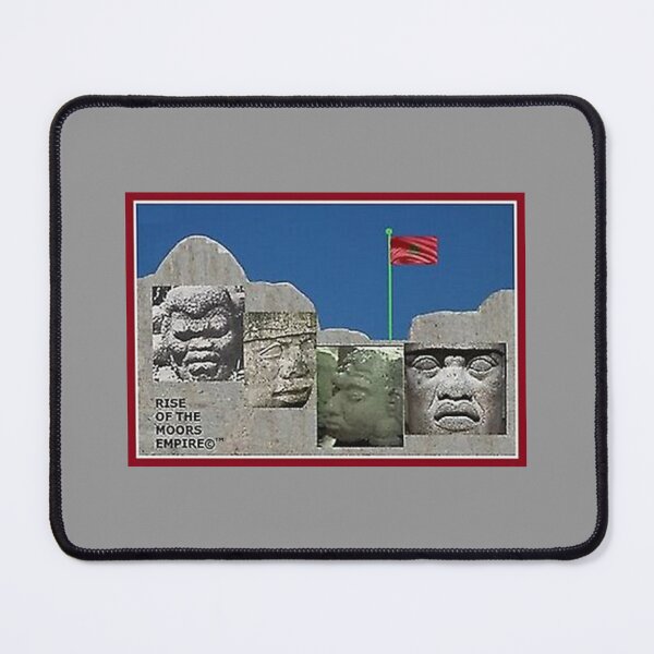 Item preview, Mu’ur (UM) Empire™ al-Benhadiel©™ design, Mt. Rushmore Olmecs, gray background designed and sold by HardyKnitDesign.