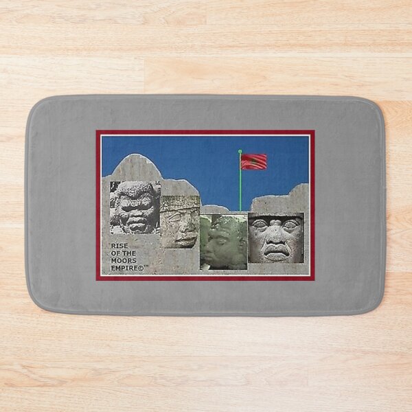 Item preview, Mu’ur (UM) Empire™ al-Benhadiel©™ design, Mt. Rushmore Olmecs, gray background designed and sold by HardyKnitDesign.
