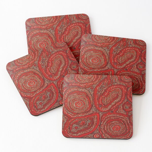 Item preview, Aboriginal Inspired Dot Art - Red-Hot Circles Lava Fire Pattern designed and sold by GrinGalore.