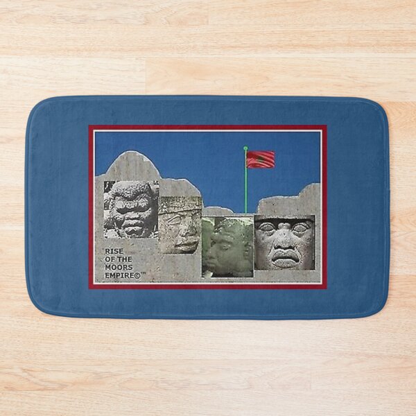 Item preview, Mu’ur (UM) Empire™ al-Benhadiel©™ design, Mt. Rushmore Olmecs, blue background designed and sold by HardyKnitDesign.
