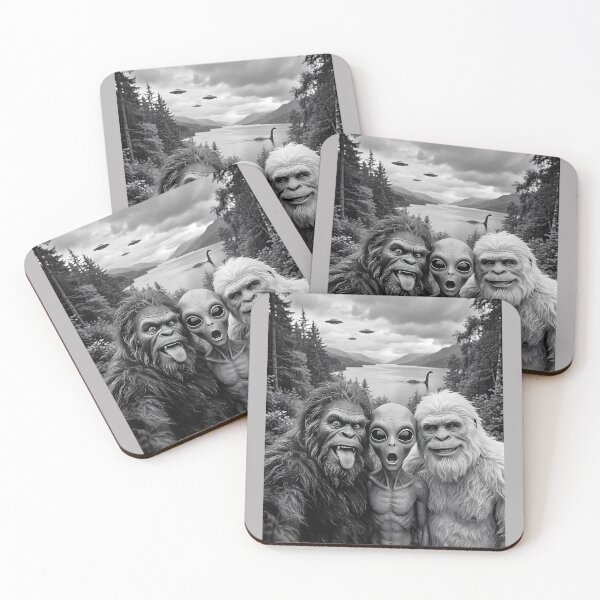 Item preview, Bigfoot Alien Loch Ness Monster UFO Selfie Funny Cryptid Art designed and sold by GreggRoss.