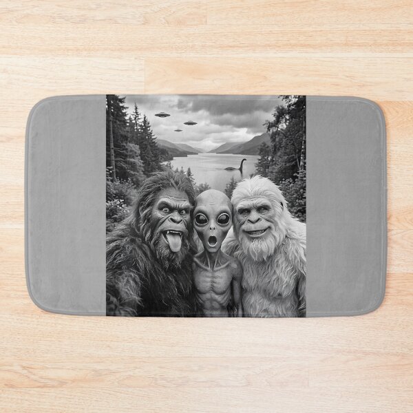 Item preview, Bigfoot Alien Loch Ness Monster UFO Selfie Funny Cryptid Art designed and sold by GreggRoss.