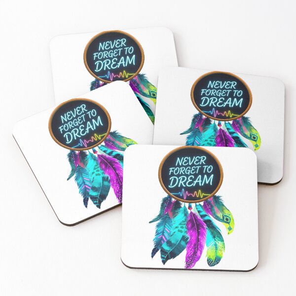 Item preview, Neon Dreamcatcher Quote Art - Never Forget To Dream Vibrant Feather Aesthetic designed and sold by KireaDesigns.