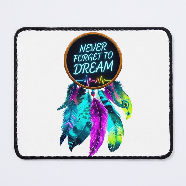 Item preview, Neon Dreamcatcher Quote Art - Never Forget To Dream Vibrant Feather Aesthetic designed and sold by KireaDesigns.