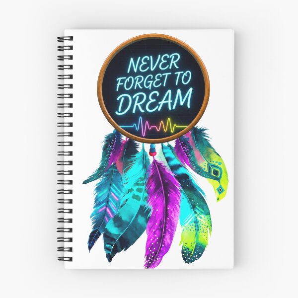 Item preview, Neon Dreamcatcher Quote Art - Never Forget To Dream Vibrant Feather Aesthetic designed and sold by KireaDesigns.