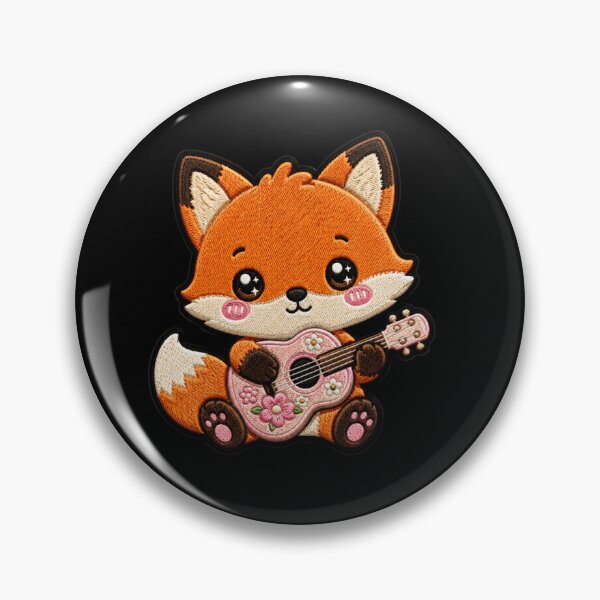 Item preview, Soft Fox Guitar Embroidery Patch Cute Kawaii designed and sold by ColorSplash123.