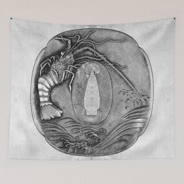 Item preview, Japanese Spiny Lobster Tsuba Katana Sword Guard Art designed and sold by Ghoul Enterprises.