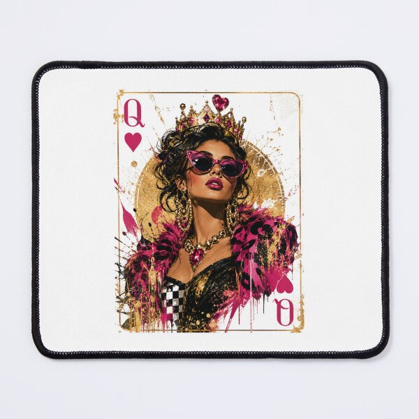 Item preview, Queen of Hearts Playing Card Art - Edgy Pop Art Royalty & Pink Leopard Aesthetic designed and sold by KireaDesigns.