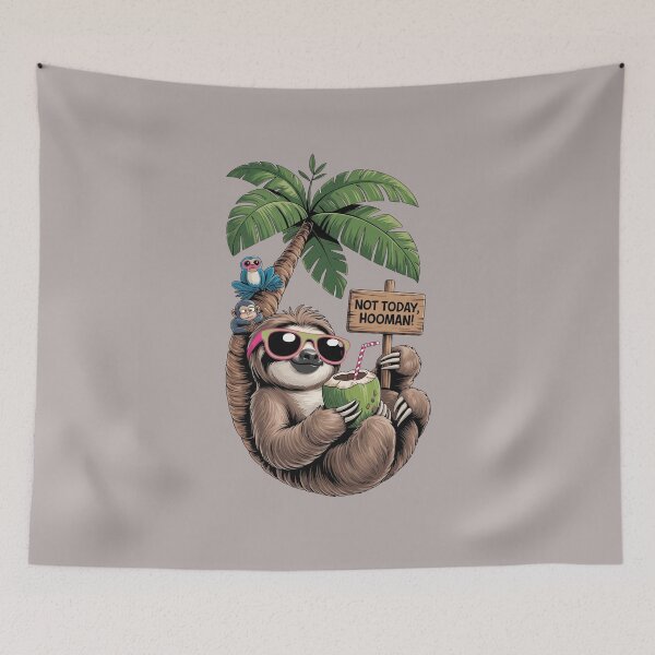 Item preview, Funny Sloth with Coconut Drink Palm Tree Graphic designed and sold by designerr23 ⭐⭐⭐⭐⭐.